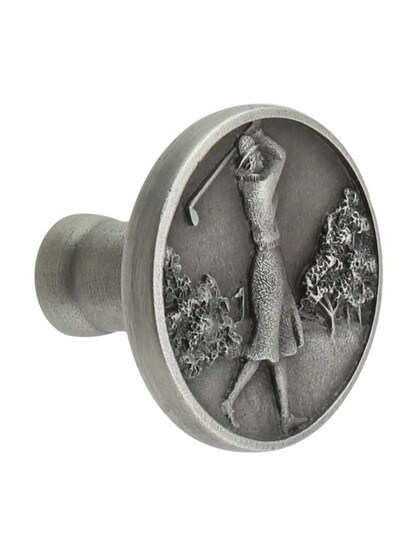 Lady of the Links Cabinet Knob in Antique Pewter.